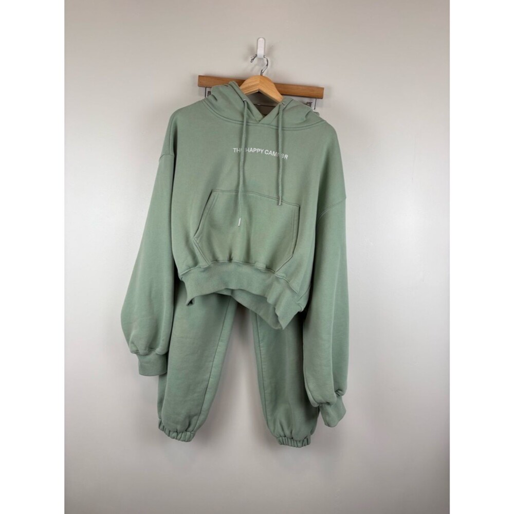 The Happy Camp3r Cloud Sweat Set Women's Size Large Sage Green Hoodie Jogger View 2